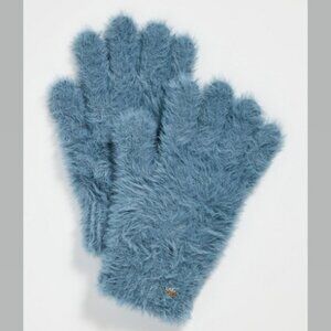 Lele Sadoughi Faux Angora Fuzzy Gloves in Dusty Sky Blue NWT